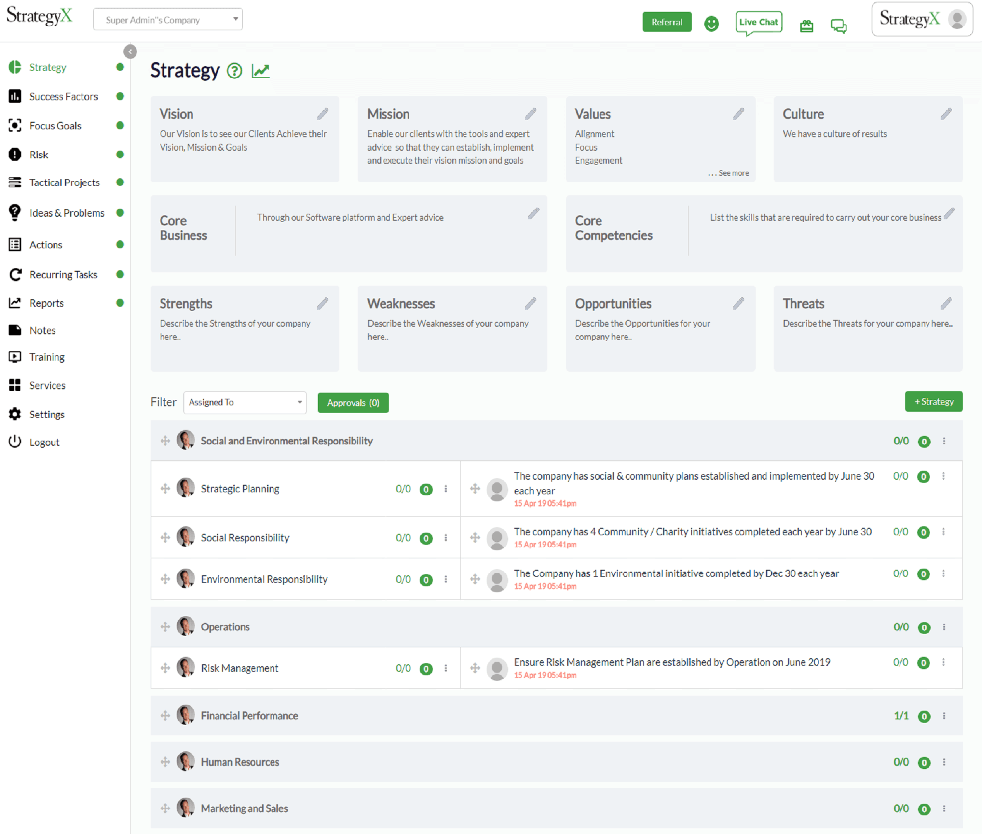 StrategyX Dashboard